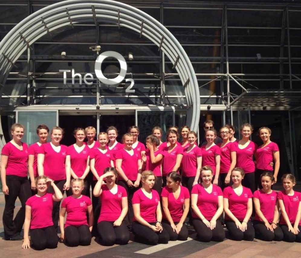 Katrina Hughes Dance School students following their performance at the O2, London